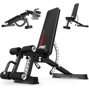 Keppi 1200LB Weight Bench, Heavy Duty Bench1000 PRO Adjustable Workout Bench Press Set for Home Gym Strength Training, Removable Foot Catch for Incline Flat Decline Sit Up Bench for Full Body Fitness