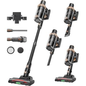 Cordless Vacuum Cleaner, 600W 55KPA 60Mins Vacuum Cleaners for Home,Anti-tangle Wireless Vacumm,Rechargeable Vacuum With Green Light,Powerful Stick Vacuum for Carpet/Hardwood Floors,Pet Hair,Black