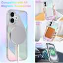 Cute Case for iPhone 16 Plus Case for Women Girls [ Compatible with Magsafe ] Clear Glitter Girly Aesthetic Rainbow Sparkly Bling Magnetic Phone Cover, Iridescent Geometry