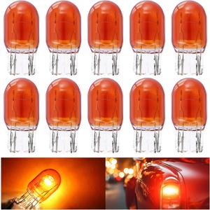 Meonum 10 Pcs 7443 Brake Light Bulb 7444NA LED Bulb 7443 7444 LED Bulbs Amber T20 W21/5W 12V Automotive Brake Tail Turn Signal Light Bulbs Replacement