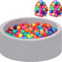 Foam Ball Pit for Toddlers with 200 Balls, Large Baby Ball Pit for Babies with Soft Memory Sponge, Indoor Outdoor Baby Playpen, Kids Play Ball Pool, Gift Toys for Infants Boys and Girls, 33.5x10.5"/200 Rainbow Balls