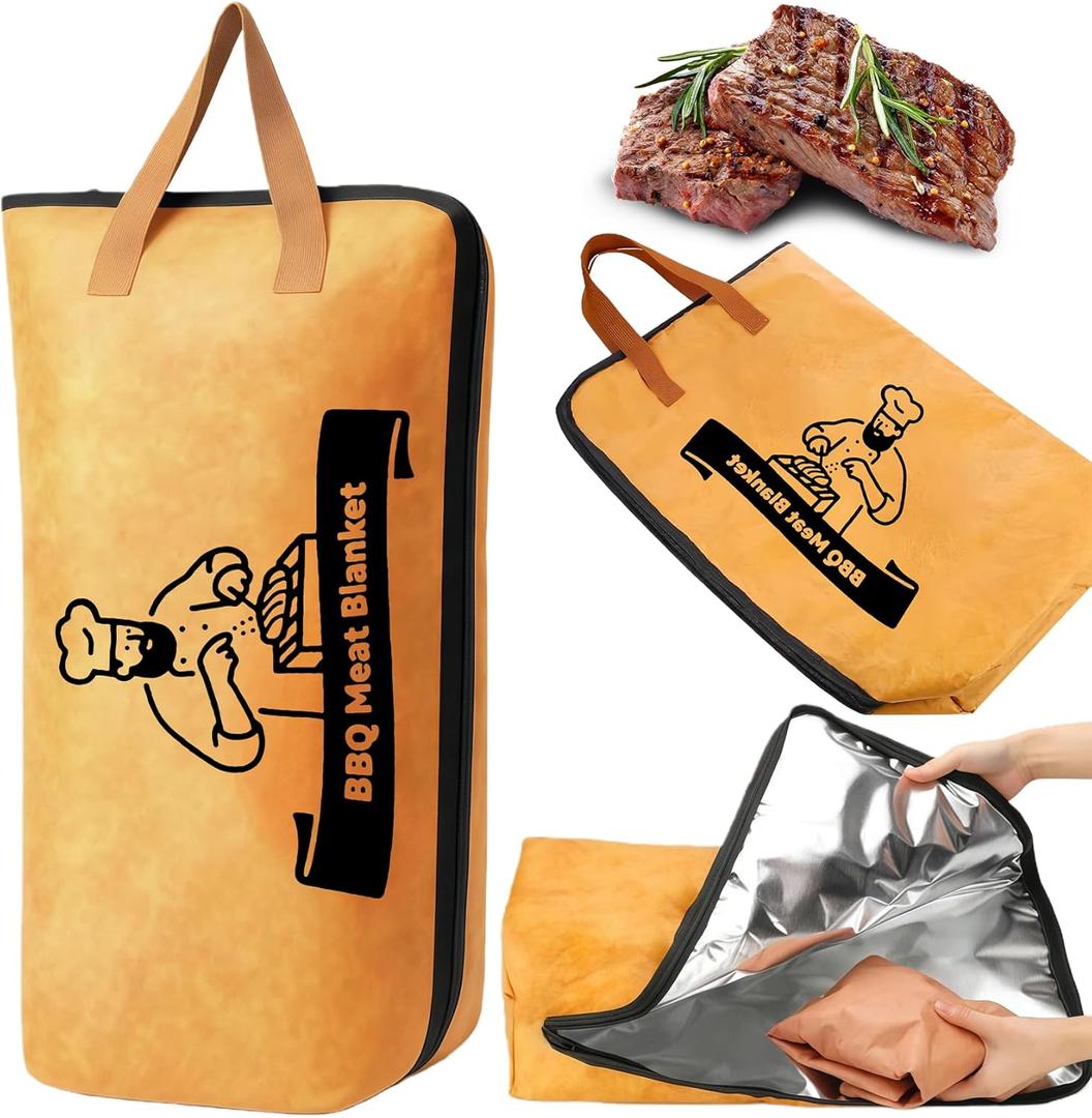BBQ Blanket for Resting Meat, Reusable Smoker Meat Resting Blanket, Smoker Grilling Brisket Meat Insulated Resting Bag with Wide Mouth for Large Brisket/Turkey(BBQ Blanket 21in)
