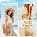 2 Pcs Mesh Beach Bags, 2 Sizes Causal Beach Bags for Women, Beach Tote Bag with Mini Pocket, Pool Bag for Travel (Khaki)