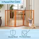 Pet Gate - 3-Panel Indoor Foldable Dog Fence for Stairs or Doorways - 54x24-Inch Retractable Wood Freestanding Dog Gates by PETMAKER (Mahogany)