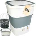 ALLEN ADMONDS Portable Washing Machine 52L, Foldable Mini Washer with Spin Basket, Adjustable Wash 2-10 Min & Spin 1-6 Min, Large Capacity for Apartment, Dorm, RV, Camping, Travel (Grey)