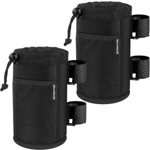 2 Pack UTV Cup Holder for 8-32oz Bottles, Roll Bar Water Bottle Holder for UTV Wheelchair Walker Bike e-Bike Golf Cart Scooter and Boat, Drink Holder with Net Pockets and Hook and Loop Straps