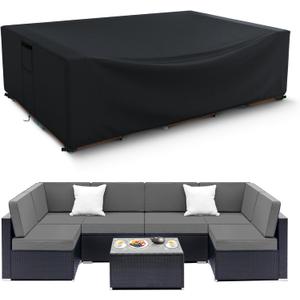 Patio Furniture Covers Waterproof, Heavy Duty 600D Outdoor Furniture Covers for Outside Sectional Sofa Set,Tear Resistance and Anti-UV, Black,137"L x 102"W x 35"H