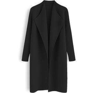 CHICWISH Women's Classy Open Front Knit Coat Cardigan Coatigan Light Jacket (Medium-Large, Black)