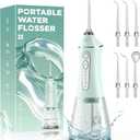 Water Flosser for Teeth Cleaning and Flossing, 5 Modes Rechargeable Cordless Oral Irrigator 320ml Water Tank Teeth Cleaner, IPX7 Waterproof Portable Electric Dentel Flossers for Home and Travel,Green
