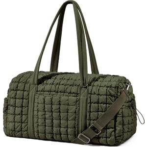 Quilted Travel Duffle Bag for Women Medium Weekender Bag Puffer Overnight Bag Large Soft Puffy Duffel Bag Carry-On Gym Bag Lightweight Personal Item Travel Bag for Trips Business Sport Airplane