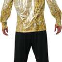 California Costumes, Men's Disco Shirt & Hat Set - Gold (M)