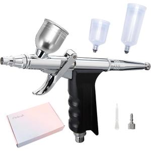 Airbrush Kit 0.3mm Air Brush Painting Set Dual Action Airbrush Kit with 7cc &30ml & 40ml Plastic Paint Cup Airbrush Spray Tool Set for Tattoo, Makeup, Nail, Model
