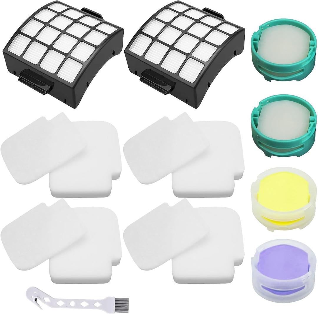 Alrens AZ3002 Replacement Filters and Odor Kit for Shark AZ3002 AZ3000 AZ3000W Stratos Duo Clean PowerFins Upright Vacuumm, 2 Filter + 4 Foam & Felt Kit + 4 Odor Neutralizer Cartridges