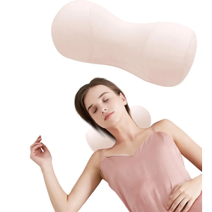 SPRING SEAON Neck Support Pillow for Sleeping Small Neck Roll Pillow Cervical Stretcher Pillow for Neck Pain Relief Memory Foam with Cool Fabric Pillowcase Pink