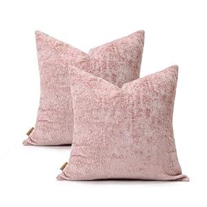 Ailuteie Throw Pillow Covers 16x16 Set of 2 – Solid Color Decorative Cushion Covers for Couch, Sofa, Bed – Natural Dye-Inspired Pillow Cases with Hidden Zipper, Dusty Rose