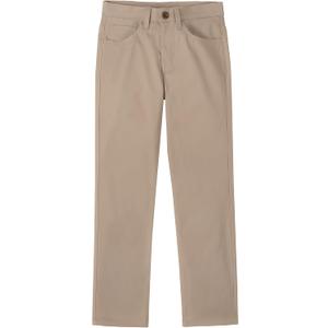 Nautica Boys' School Uniform Twill Chino Khaki Pants, Flat Front, Comfortable Waistband with Zip Closure & Stretch (20 Husky, Khaki 5-pocket)