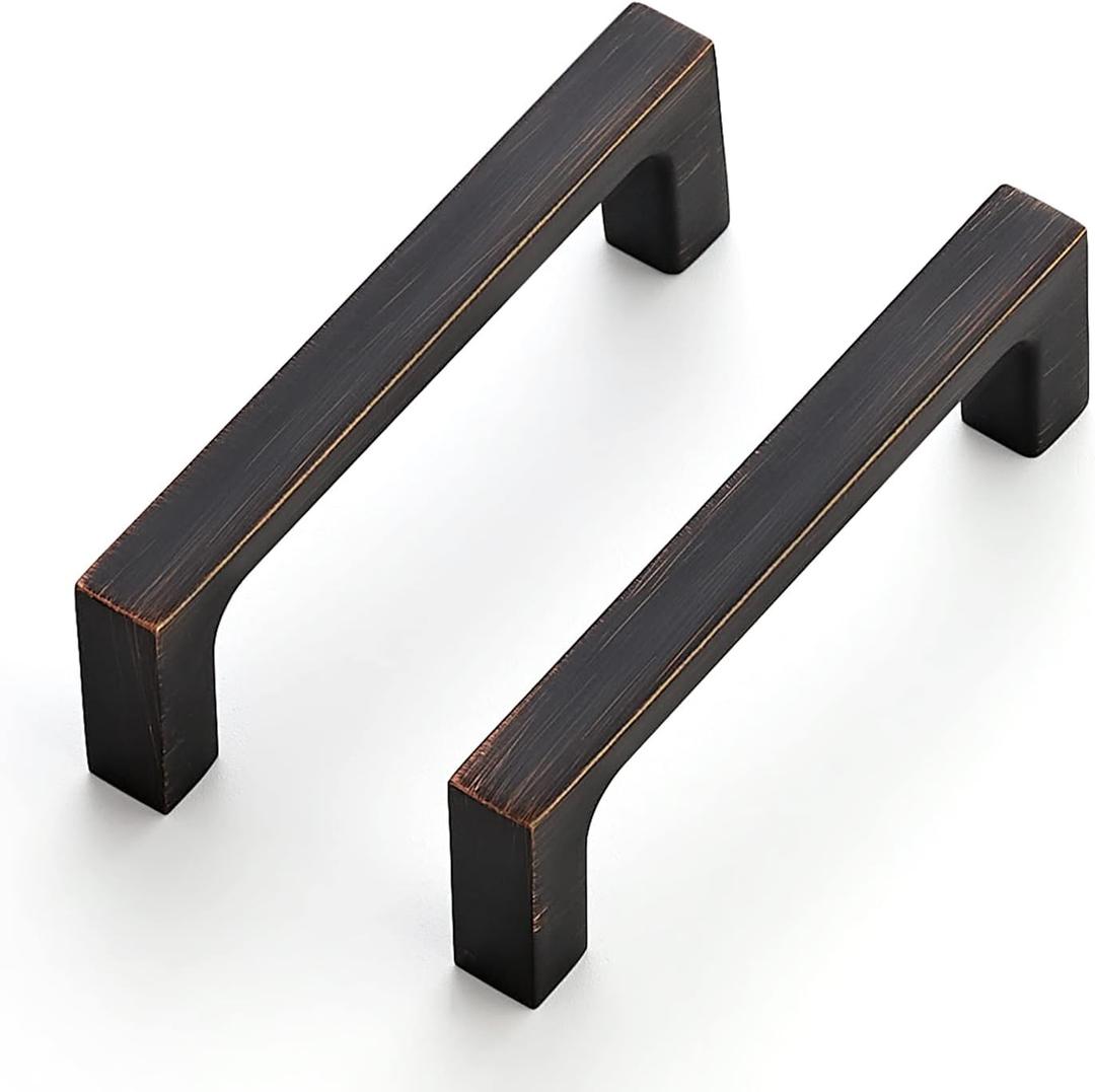 Ravinte 30 Pack Solid 3 Inch Square Cabinet Handles Oil-Rubbed Bronze Pulls Drawer Pulls Kitchen Hardware Handles (3" Hole Center)