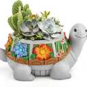 LESES Succulent Plant Pots, Turtle Planter Flower Pots with Drainage Hole, Cute Planting Pots for Cactus, Succulent Planters for Indoor Plants Home Office Garden Flower Pot Gifts for Plants Lover