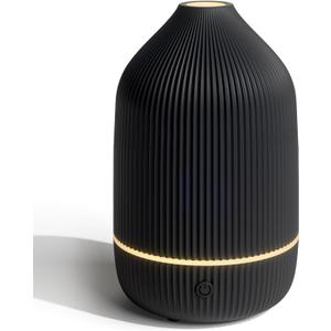 Essential Oil Diffuser, 100ml Aromatherapy Diffuser, Mini Ultrasonic Diffuser for Essential Oil, Home, Office, Cool Mist Humidifier with 7 Led Light, Auto Shut-Off, Black