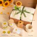 Sunflower Birthday Gift Baskets for Women-Sending Sunshine Self Care Get Well Soon Care Package W/Blanket, Unique Thinking of You Gifs for Mom Sister Her Friends Wife Grandma, Valentines Mothers Day