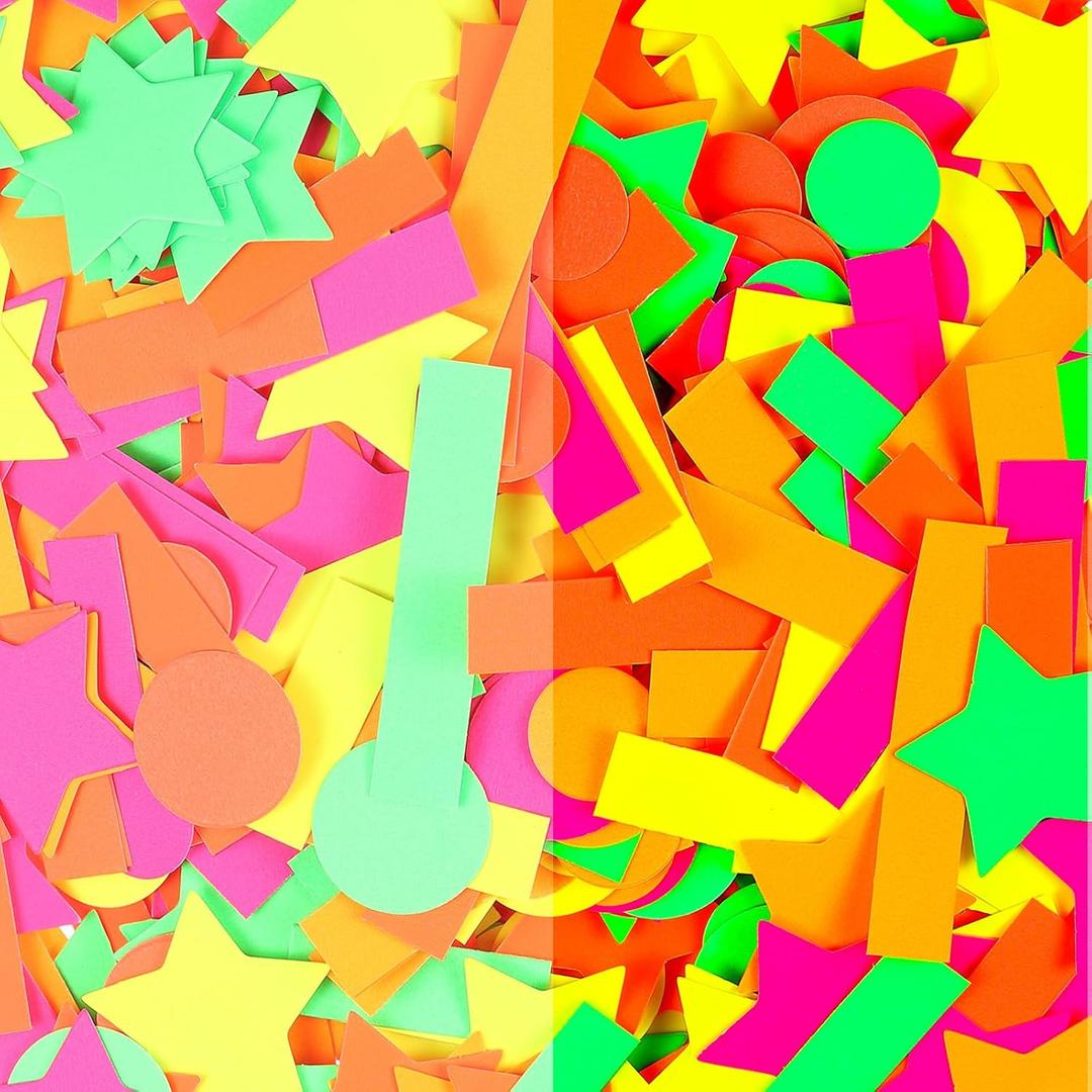 Deekin 10000 Pieces Neon Confetti 5 Colors Confetti Party Table Decor Fluorescent Neon Party Supplies Glow in The Dark Paper Tissue Paper for Birthday, Wedding Supplies (Mixed Style)