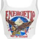 SOLY HUX Women's Plus Size Graphic Crop Tank Top Scoop Neck Sleeveless Asymmetrical Tops Streetwear. White, 3XL