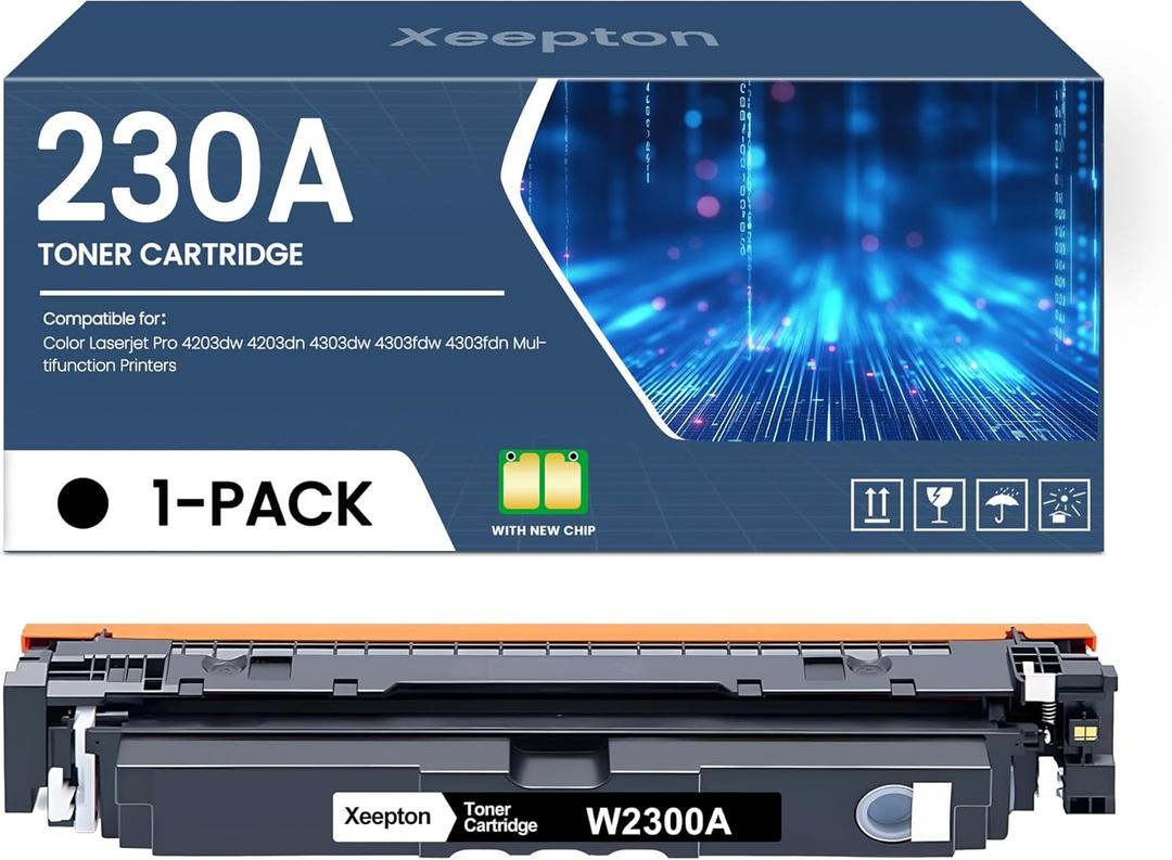 230A Black Toner Cartridge (with Chip) Replacement for HP W2300A 230A Toner for Color Laser Pro 4203dw 4203dn 4303dw 4303fdw 4303fdn Multifunction Printer, 1-Pack 230A Toner Cartridge Kit