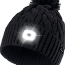 Etsfmoa Unisex Winter Beanie with The Light, Gifts for Men and Women, USB Rechargeable Headlamp Hat Black, Size: One Size
