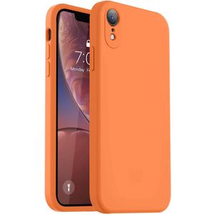 Vooii Compatible with iPhone XR Case, Upgraded Liquid Silicone with [Square Edges] [Camera Protection] [Soft Anti-Scratch Microfiber Lining] Phone Case for iPhone 10 XR 6.1 inch - Neon Orange