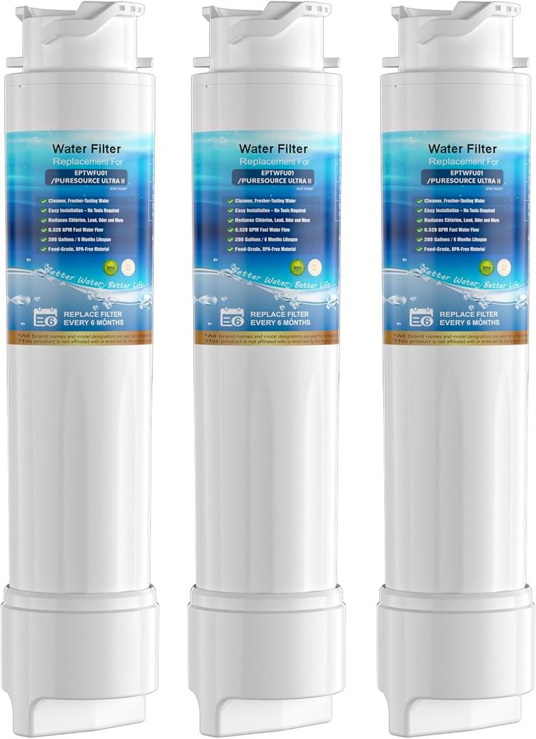 BEENAUI Water Filter Replacement, Compatible with EPTWFU01 and Pure Source Ultra II, EWF02, EPTWFU01C, 4562222, 012505454226, 807946701, Advanced Filtration Technology, Long Life Span, 3 Pack