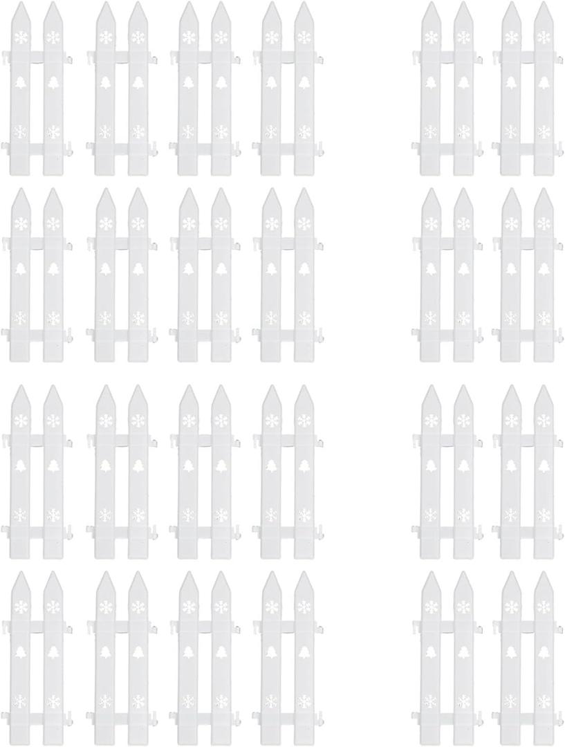 Interlocking Christmas Tree Fence Panels Set PVC Lightweight for Xmas Tree Decoration Traditional Sturdy Decorative Border, 24 Pieces