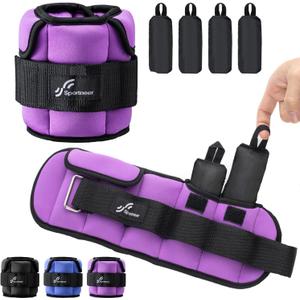 Sportneer Upgrade Adjustable Ankle and Wrist Weights for Women and Men 1-7 lbs / 1-10 lbs Set | Comfortable, Secure Fit for Walking, Running, Fitness, Physical Therapy, Home Gym (5 lbs x 2, Purple)