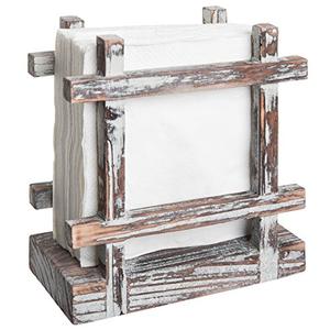 MyGift Farmhouse Rustic Torched Wood Napkin Holder for Table with Cross-Corner Design MyGift Farmhouse Rustic Torched Wood Napkin Holder for Table with Cross-Corner Design