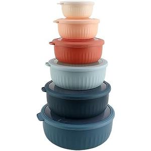 Prep Bowls with Lids- Wide and Deep Nesting Plastic Small Mixing Bowl Set with Lids, 6Piece Set - Wide Bowls, Multicolor