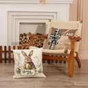 Easter Pillow Covers 18x18 Set of 4 Bunny Eucalyptus Leaves Decorations Sweet Home Spring Farmhouse Pillow Covers,Polyester Cushion Case Gifts for Home Decor-Easter Blessings