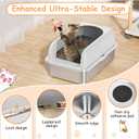 2 Pack Stainless Steel Litter Box, 24'' XL Extra Large Cat Litter Box with Lid, Metal Litter Boxes for Multiple Cats, Anti-Leakage,Non-Stick, Easy to Clean, Included Cat Litter Mat, Scoop