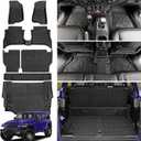 Cargo Mat with Floor Mat Compatible with 2021-2025 Jeep Wrangler JL Unlimited 4XE 4 Door, Floor Liner Seat Back Cover TPE Rear Cargo Liner for 2024 Jeep Wrangler JL/JLU Accessories