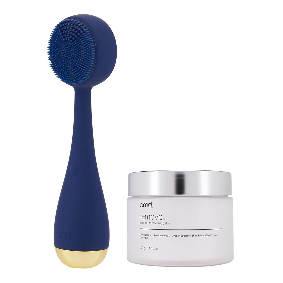 PMD Clean - Smart Facial Cleansing Device with Silicone Brush & Anti-Aging Massager (Navy)