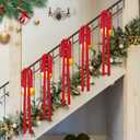 12 Pcs Large Velvet Christmas Bow 23.6x15.7 Inch Christmas Staircase Wreath Bows Rustic Crafts Gift Ribbon Bows Vintage Christmas Tree Topper Bows for Xmas Indoor Outdoor Decorations, Red