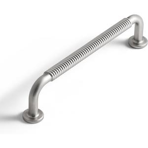 10 Pack Brushed Nickel Cabinet Pulls 5" Hole Center Silver Drawer Handles Kitchen Cupboard Bathroom Dresser Cabinet Hardware Spiral Zinc Alloy