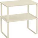 Cabinet Organizer Shelf, Set of 2 Kitchen Counter Shelves, Kitchen Storage, Spice Rack, Stackable, Expandable, Metal and Engineered Wood,  UKCS020X01