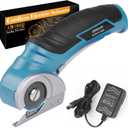 Cordless Electric Scissors Cardboard Cutter- AMZBUY 4V Rotary Cutter with Self-Sharpening Blade Rechargeable Box Cutter for Cardboard Recycling, Carpet Cutting Tool for Plastic, for Father's Day Gifts (Dark Blue)