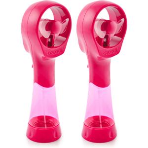 O2COOL 2 Pack Elite Battery Powered Handheld Water Misting Fans (Raspberry)