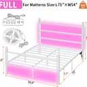 CLIBFENG Full Size Bed Frame with Headboard and Footboard,Steel Slats Support-LED Bed Frame with USB Charging Station,Mattress Foundation-Under Bed Storage,No Box Spring Needed,Noise Free,White