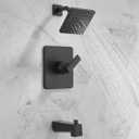 Delta Velum 14 Series Square Bathtub and Shower Faucet Set, Matte Black Shower Head and Handle Set, Valve Trim Kit, Matte Black T14437-BL (Valve Not Included)
