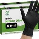 Comfy Package Black Nitrile HEAVY DUTY 6 Mil. Chemical Resistance, Latex & Powder Free, Textured Fingertips Disposable Gloves (Medium)