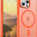 SUPFINE Magnetic for iPhone 15 Pro Case (Compatible with MagSafe) (Military Grade Drop Protection) Slim Translucent Matte Shockproof with Anti-Fingerprint Phone Case,Orange