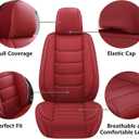 Full Coverage Faux Leather Car Seat Covers Full Set,Automotive Seat Covers for Cars,SUVs Pick-up Truck, Car Seat Cushion, Wine Red Seat Covers for 5 Seats