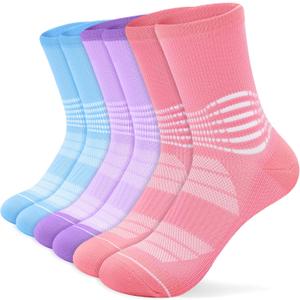 IRAMY Crew Compression Socks for Women Men with Ankle Arch Support Plantar Fasciitis Relief 3 Pairs (Large)