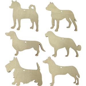 30PCS Wood Dogs Cutout Crafts Unfinished Wooden Dogs Hanging Ornaments Gift Tags Unfinished Wood Discs Ornament for Home Party Decoration Craft Project